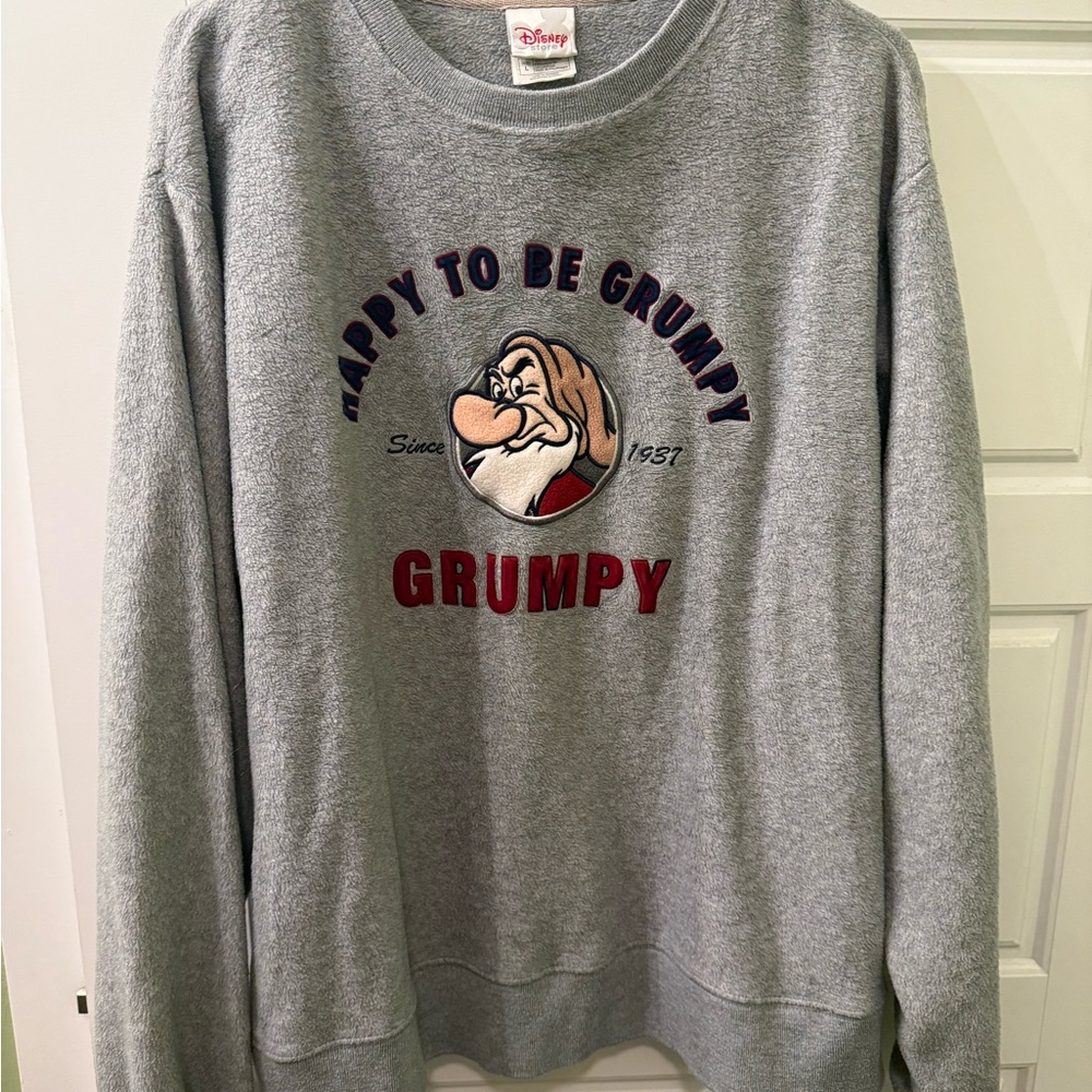 Vintage Disney Gray Grumpy Crewneck Sweater Size Large